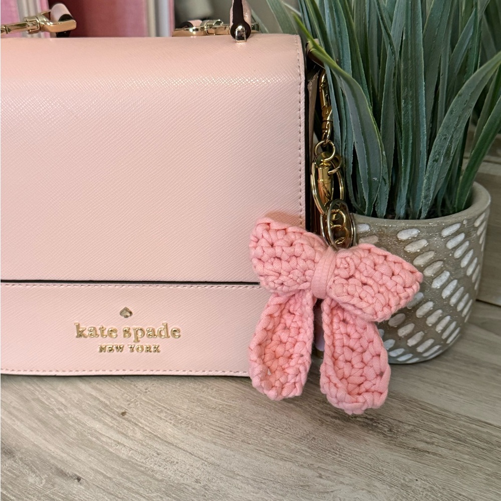 Homemade pink bow keychain!